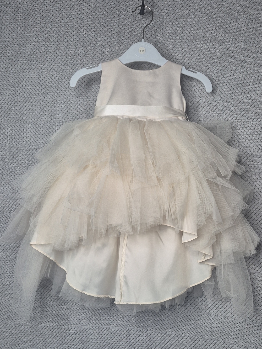 NWT Tip Top Kids High-Low Waterfall Tiered Cascading Ruffle Flower Girl Dress 6M